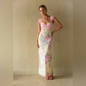 Blue Blush Maxi Dress Floral